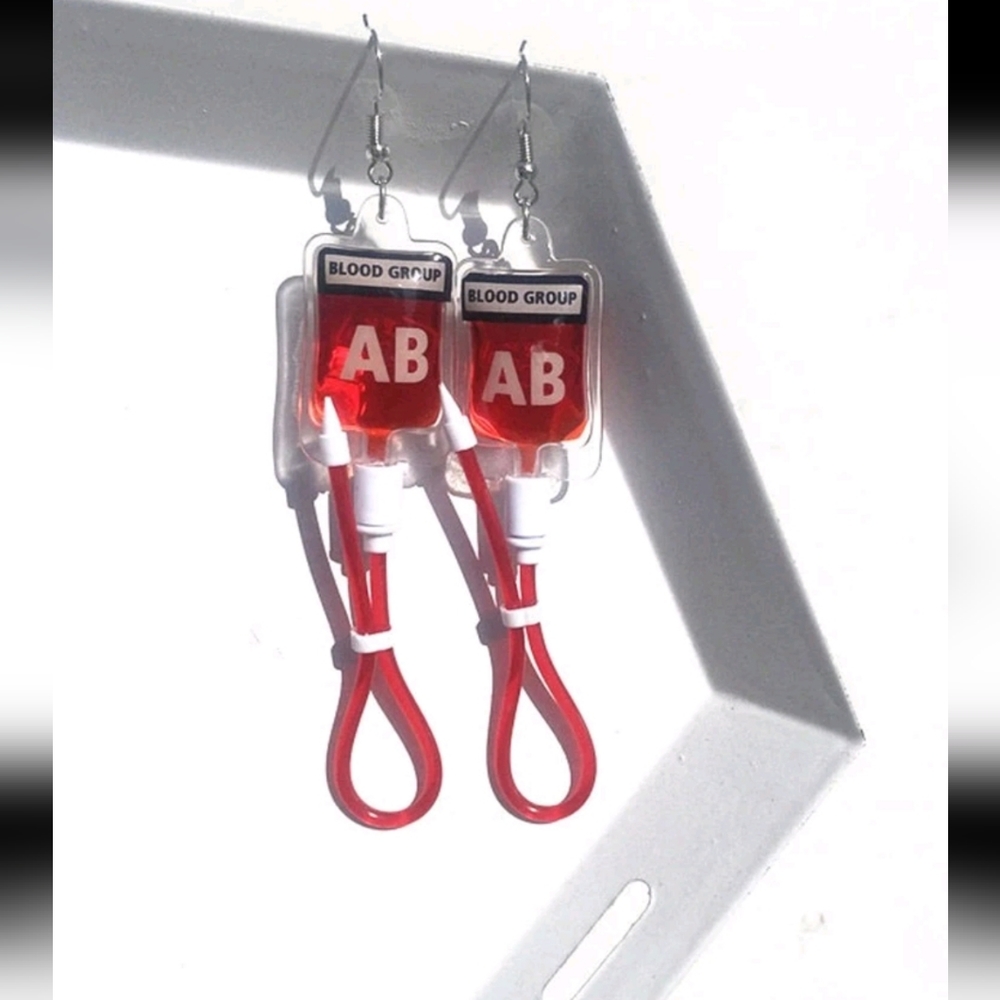 IV Blood Bag Halloween Earrings